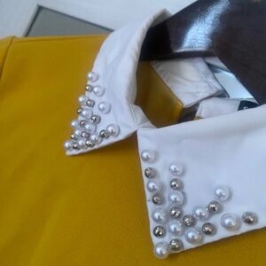 Mustard yellow shirt with pearls